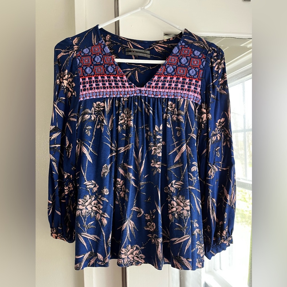 Anthropologie Embroidered Top, XS